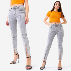 Šedé dámske úzke džínsy - Oblečenie