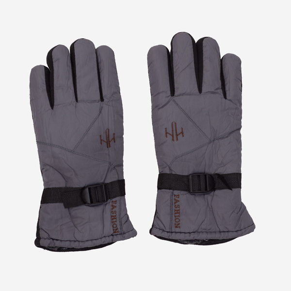 Šedé zateplené pánske rukavice s reguláciou na zápästí - doplnky