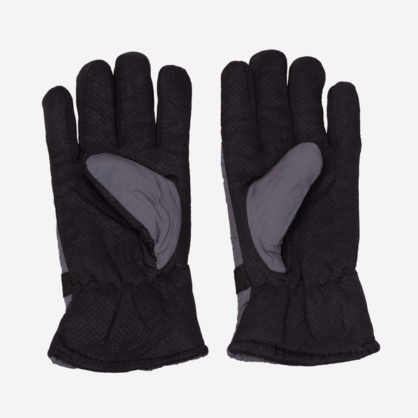 Šedé zateplené pánske rukavice s reguláciou na zápästí - doplnky