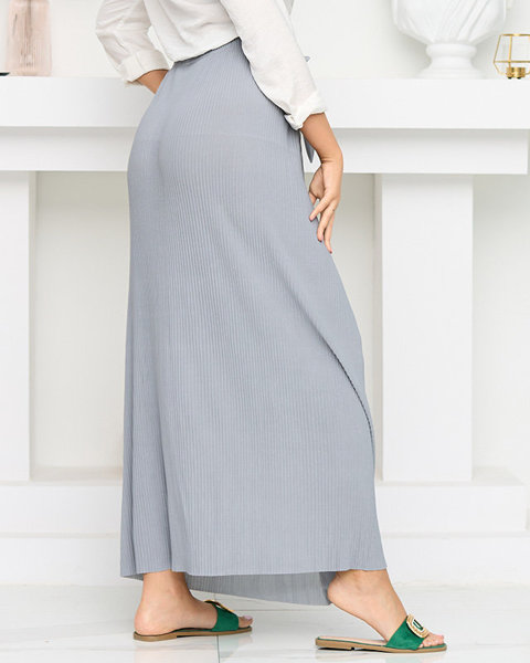 Sivá a modrá dámska plisovaná midi sukňa s gombíkmi - Obuv