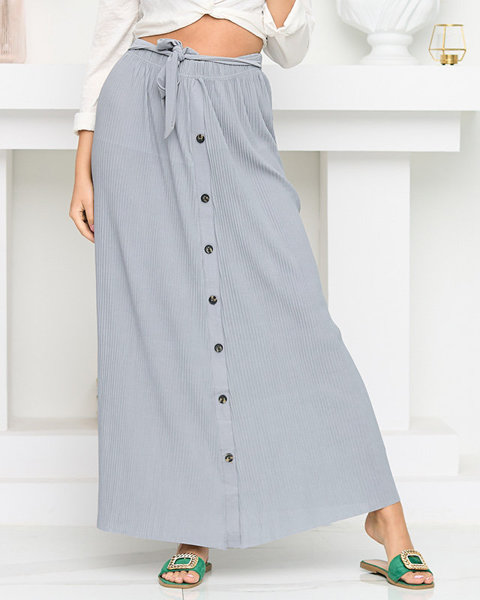 Sivá a modrá dámska plisovaná midi sukňa s gombíkmi - Obuv