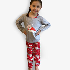 Sivé a červené dievčenské pyžamo s potlačou - Oblečenie