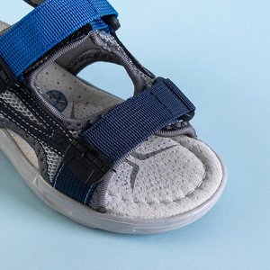 Sivé a modré turbo sandále na suchý zips pre chlapcov - Topánky