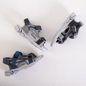 Sivé a modré turbo sandále na suchý zips pre chlapcov - Topánky