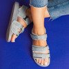 Sivé sandále Crista na suchý zips - Obuv