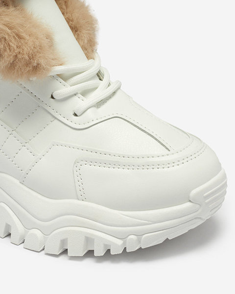Športové biele dámske topánky s kožušinkou Flixi - Obuv