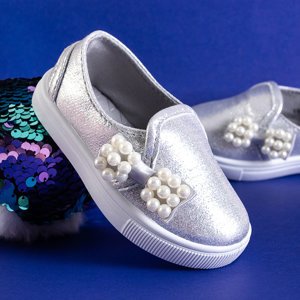 Strieborná detská prezuvka na topánkach Jenny - Obuv