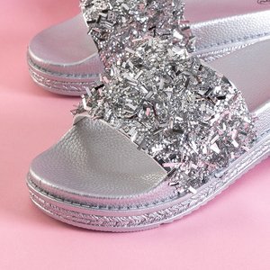 Strieborné dámske papuče s kubickými zirkónmi Onesti - Obuv