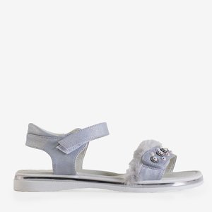 Strieborné detské sandále s ozdobami Gufal - Obuv