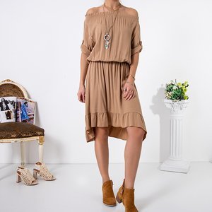 Svetlo hnedé dámske asymetrické španielske šaty - Oblečenie