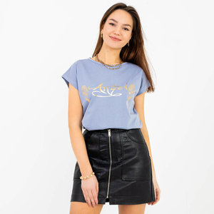Svetlofialové dámske tričko so zlatou potlačou a nápisom - Oblečenie