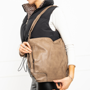 Svetlohnedá veľká dámska kabelka - ruksak z eko kože - Doplnky