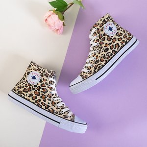 Svetlohnedé dámske vysoké tenisky s leopardím vzorom Inter - Shoes