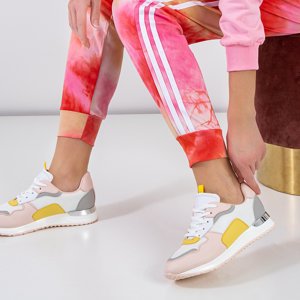 Svetloružová dámska športová obuv so žltými vložkami Semelina - Obuv