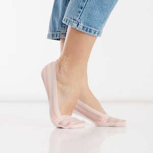 Svetloružové pruhované balerínky - Ponožky
