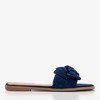Tmavě modré dámské pantofle s mašlí Mirena - Obuv 1