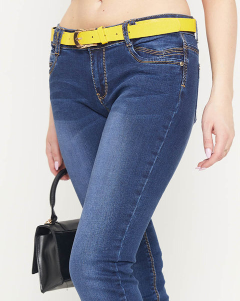 Tmavo modré dámske úzke úzke džínsy s nízkym pásom - Oblečenie