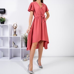 Tmavo ružové asymetrické šaty po kolená - Oblečenie