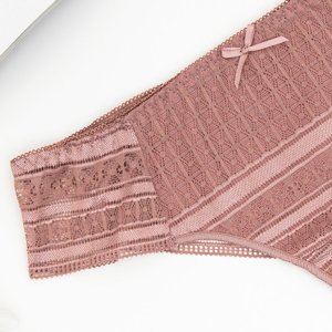 Tmavo ružové čipkované brazílske nohavičky - Spodná bielizeň