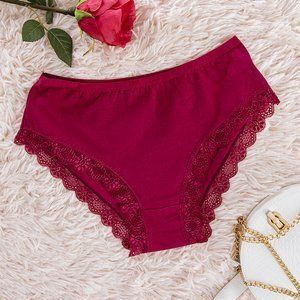 Tmavo ružové dámske nohavičky s čipkou PLUS SIZE - Spodné prádlo