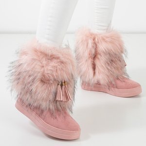 Tmavo ružové dámske snehové topánky s lemom Astride - Obuv