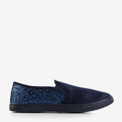 Tmavomodré dámske slip on tenisky s trblietkami Roderiga - Obuv