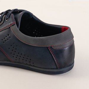 Tmavomodré pánske topánky s červenou niťou Iona - Obuv