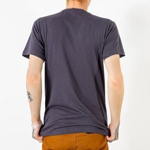 Tmavosivé bavlnené tričko s potlačou - Oblečenie