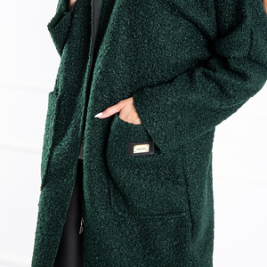 Tmavozelená dámska bunda - kabát s kapucňou - Oblečenie