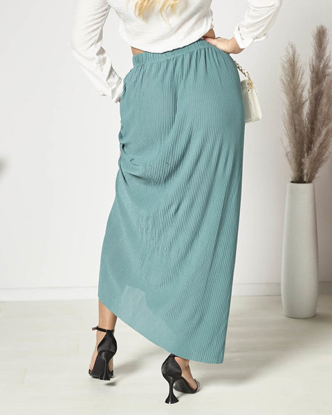 Tyrkysová dámska plisovaná maxi sukňa s gombíkmi - Oblečenie