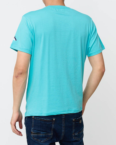 Tyrkysové pánske tričko s potlačou - Oblečenie