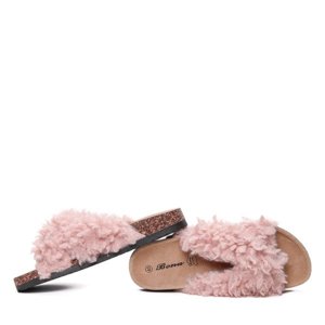 VÝPLET Ružové papuče s ovčej kože Itzel - Topánky