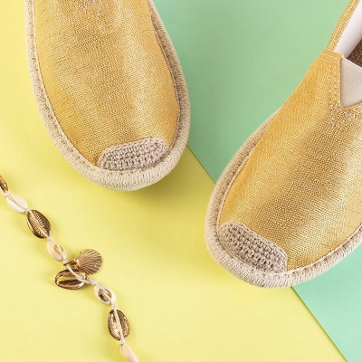 VÝPLET Žlté dámske espadrilky s lesklou niťou Hagenti - Topánky