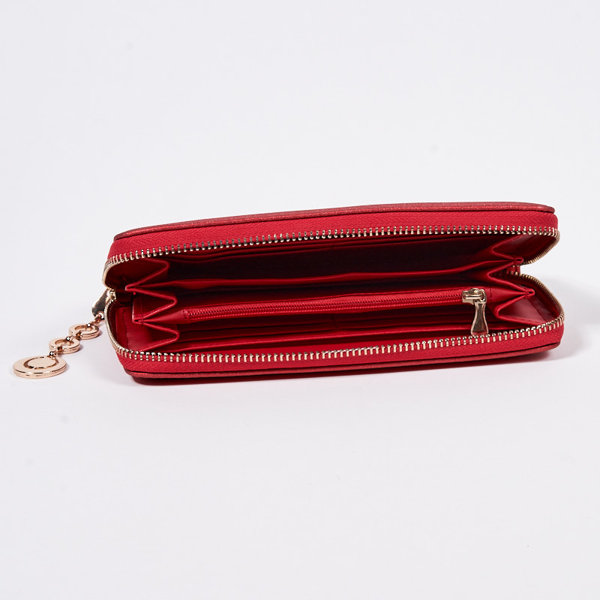 Veľká červená dámska brokátová peňaženka - Doplnky