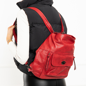 Veľká červená dámska kabelka - ruksak z eko kože - Doplnky