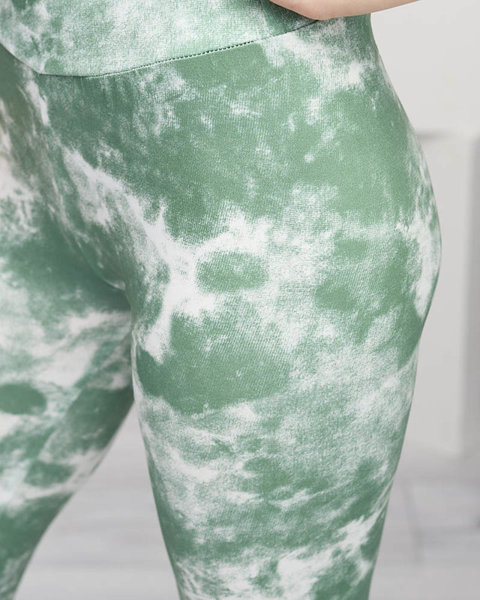 Vzorované zelené dámske legíny- Oblečenie