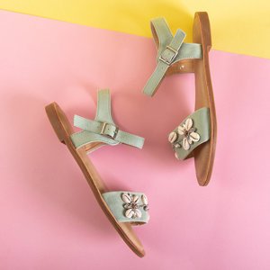 Zelené dámske ploché sandále s ornamentami Lucy - Obuv