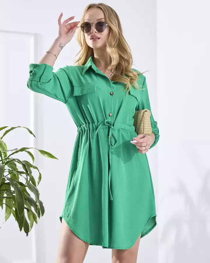 Zelené dámske šaty s gombíkmi - Oblečenie