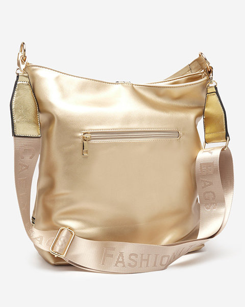 Zlatá dámska kabelka s ozdobnými pruhmi - Doplnky