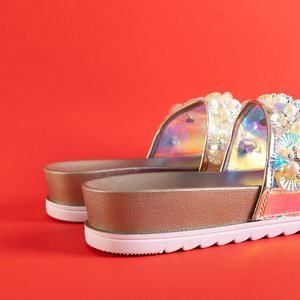 Zlaté dámske sandále na platforme s ozdobou Maurelle - Obuv