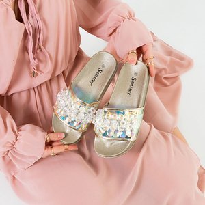 Zlaté dámske sandále s kamienkami Halpasi - Obuv