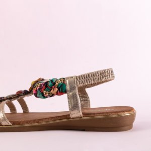 Zlaté dámske sandále s ozdobami Ophelia - Obuv