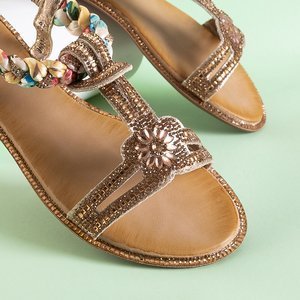 Zlaté dámske sandále so zirkónmi Eiluna - Obuv