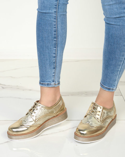 Zlaté dámske topánky s vložkami z hadej kože a'la Fin - Obuv