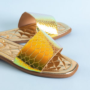 Zlaté holografické dámske papuče Serenis - Obuv