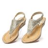 Złote sandały japonki na niskiej koturnie Nolia - Obuwie