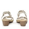 Złote sandały na niskiej koturnie Miriam - Obuwie