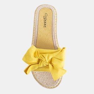 Žlté dámske papuče s mašličkou Bliu - Obuv