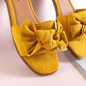 Žlté dámske papuče s mašličkou Bonjour - Obuv