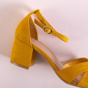 Žlté dámske sandále na nízkom stĺpiku Paleri - Obuv